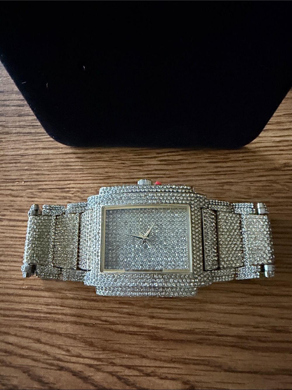 Silver Crystal-Embellished Square Face Watch